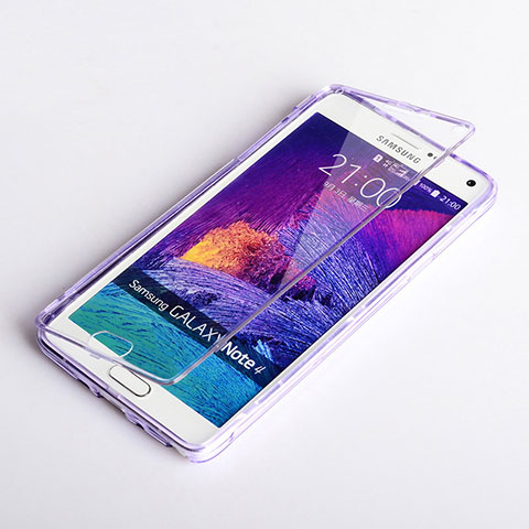 Samsung Galaxy Note 4 SM-N910F用ソフトケース フルカバー クリア透明 サムスン パープル