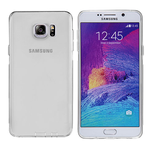 Samsung Galaxy Note 5 N9200 N920 N920F用極薄ソフトケース シリコンケース 耐衝撃 全面保護 クリア透明 T06 サムスン グレー