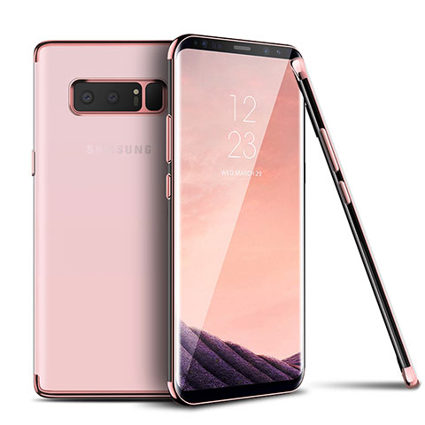 Samsung Galaxy Note 8用極薄ソフトケース シリコンケース 耐衝撃 全面保護 クリア透明 T06 サムスン ピンク