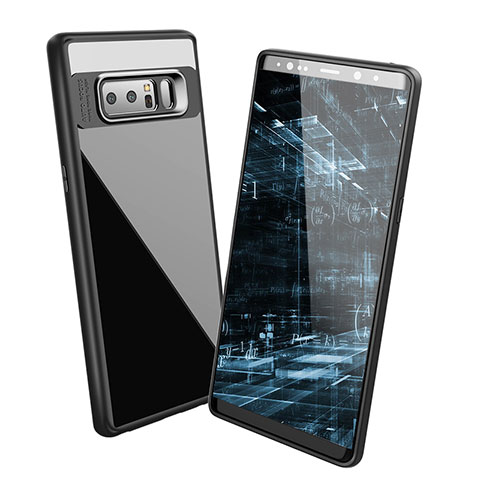 Samsung Galaxy Note 8用シリコンケース ソフトタッチラバー 鏡面 サムスン ブラック