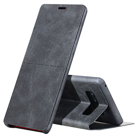 Samsung Galaxy Note 8用手帳型 レザーケース スタンド L04 サムスン ブラック