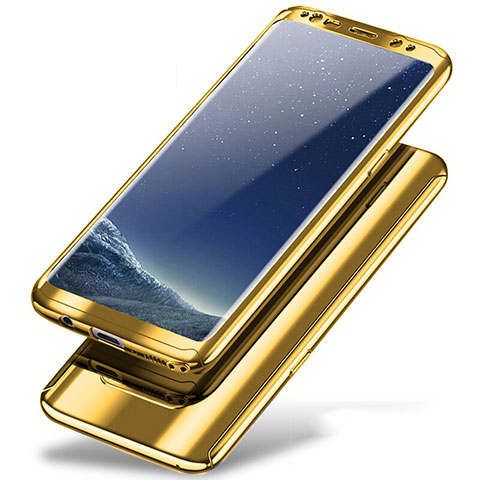 Samsung Galaxy Note 8用ハードケース プラスチック 質感もマット 前面と背面 360度 フルカバー A01 サムスン ゴールド