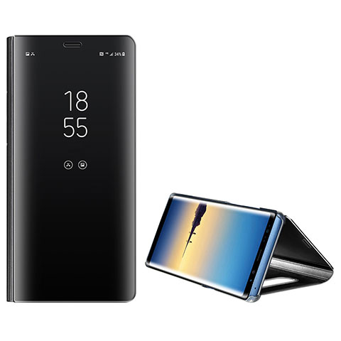 Samsung Galaxy Note 8 Duos N950F用手帳型 レザーケース スタンド カバー L01 サムスン ブラック