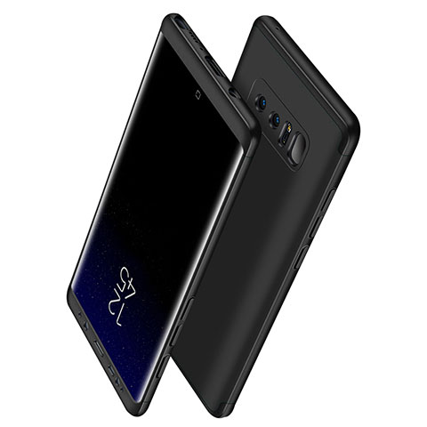 Samsung Galaxy Note 8 Duos N950F用ハードケース プラスチック 質感もマット 前面と背面 360度 フルカバー Q01 サムスン ブラック