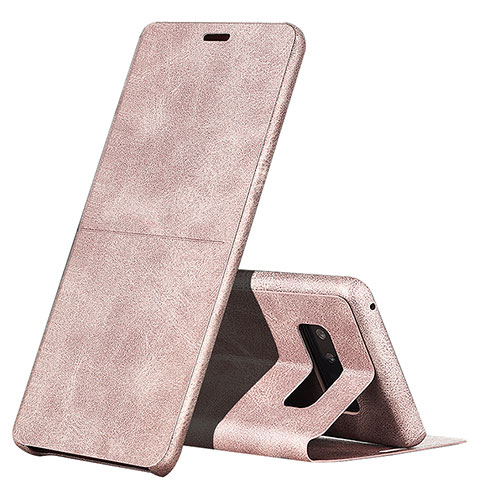 Samsung Galaxy Note 8 Duos N950F用手帳型 レザーケース スタンド L04 サムスン ピンク