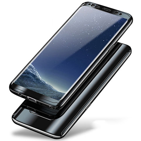 Samsung Galaxy Note 8 Duos N950F用ハードケース プラスチック 質感もマット 前面と背面 360度 フルカバー A01 サムスン ブラック