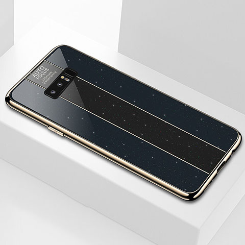Samsung Galaxy Note 8 Duos N950F用ハイブリットバンパーケース プラスチック 鏡面 カバー M03 サムスン ブラック