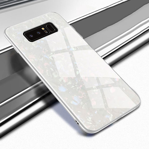 Samsung Galaxy Note 8 Duos N950F用ハイブリットバンパーケース プラスチック 鏡面 カバー M04 サムスン ホワイト