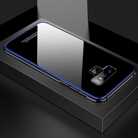 Samsung Galaxy Note 9用ケース 高級感 手触り良い アルミメタル 製の金属製 360度 フルカバーバンパー 鏡面 カバー サムスン ネイビー・ブラック