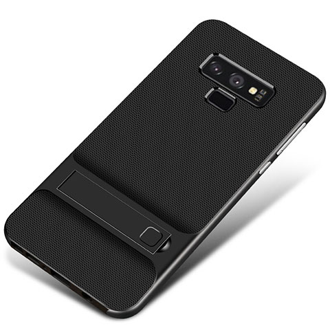 Samsung Galaxy Note 9用ハイブリットバンパーケース スタンド プラスチック 兼シリコーン カバー サムスン ブラック