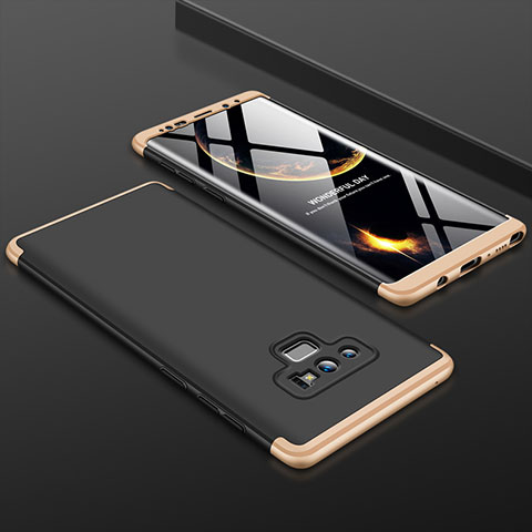 Samsung Galaxy Note 9用ハードケース プラスチック 質感もマット 前面と背面 360度 フルカバー サムスン ゴールド・ブラック