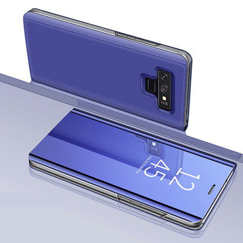 Samsung Galaxy Note 9用手帳型 レザーケース スタンド 鏡面 カバー サムスン パープル