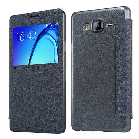 Samsung Galaxy On5 G550FY用手帳型 レザーケース スタンド サムスン ブラック