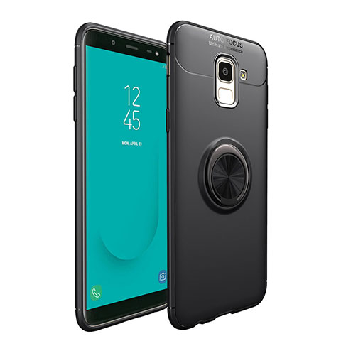 Samsung Galaxy On6 (2018) J600F J600G用極薄ソフトケース シリコンケース 耐衝撃 全面保護 アンド指輪 マグネット式 サムスン ブラック