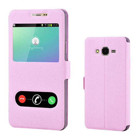 Samsung Galaxy On7 G600FY用手帳型 レザーケース スタンド カバー サムスン ピンク