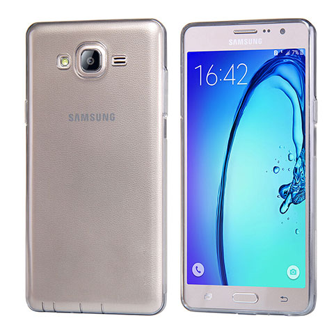 Samsung Galaxy On7 G600FY用極薄ソフトケース シリコンケース 耐衝撃 全面保護 クリア透明 T03 サムスン グレー