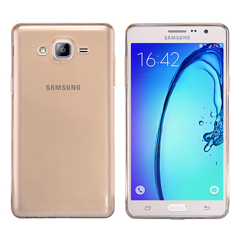 Samsung Galaxy On7 G600FY用極薄ソフトケース シリコンケース 耐衝撃 全面保護 クリア透明 T03 サムスン ゴールド