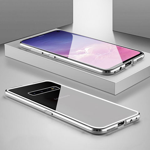 Samsung Galaxy S10 5G用ケース 高級感 手触り良い アルミメタル 製の金属製 360度 フルカバーバンパー 鏡面 カバー T06 サムスン シルバー