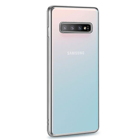 Samsung Galaxy S10 5G用極薄ソフトケース シリコンケース 耐衝撃 全面保護 クリア透明 U04 サムスン シルバー