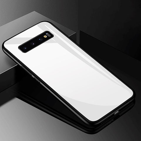 Samsung Galaxy S10 5G用ハイブリットバンパーケース プラスチック 鏡面 カバー サムスン ホワイト