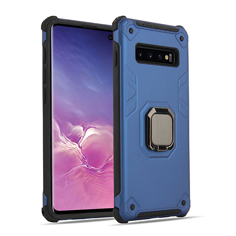 Samsung Galaxy S10 5G用ハイブリットバンパーケース プラスチック アンド指輪 マグネット式 T01 サムスン ネイビー・ブラック