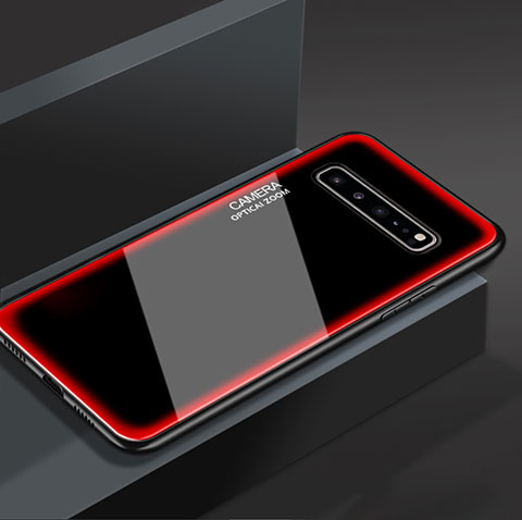Samsung Galaxy S10 5G SM-G977B用ハイブリットバンパーケース プラスチック 鏡面 カバー サムスン レッド
