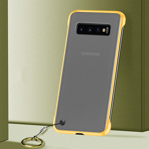 Samsung Galaxy S10用ハードカバー クリスタル クリア透明 S01 サムスン イエロー