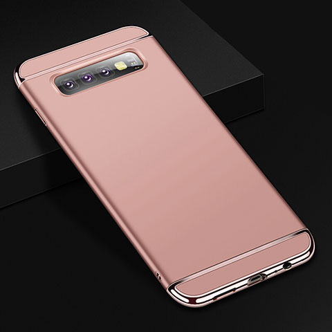 Samsung Galaxy S10用ケース 高級感 手触り良い メタル兼プラスチック バンパー T01 サムスン ローズゴールド