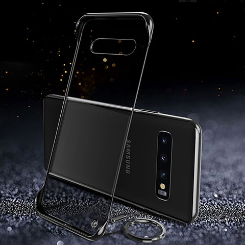 Samsung Galaxy S10用ハードカバー クリスタル クリア透明 S03 サムスン ブラック