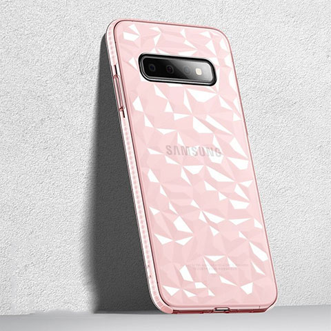 Samsung Galaxy S10用極薄ソフトケース シリコンケース 耐衝撃 全面保護 クリア透明 S04 サムスン ピンク