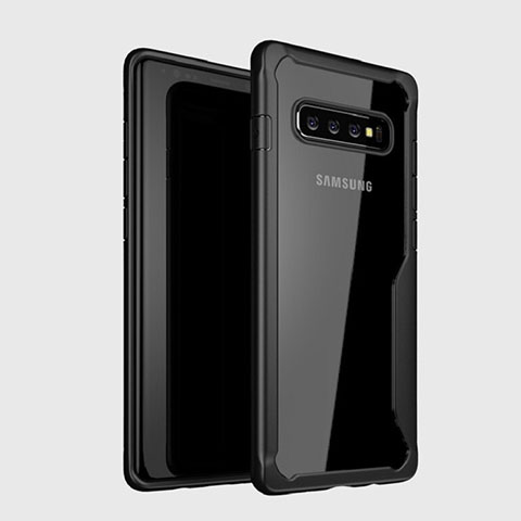 Samsung Galaxy S10用ハイブリットバンパーケース クリア透明 プラスチック 鏡面 カバー H01 サムスン ブラック