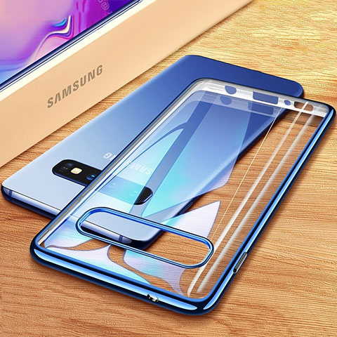 Samsung Galaxy S10用極薄ソフトケース シリコンケース 耐衝撃 全面保護 クリア透明 H03 サムスン ネイビー