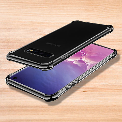 Samsung Galaxy S10用極薄ソフトケース シリコンケース 耐衝撃 全面保護 クリア透明 H04 サムスン ブラック