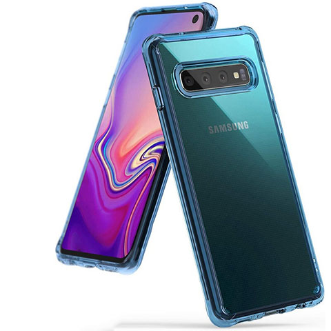Samsung Galaxy S10用極薄ソフトケース シリコンケース 耐衝撃 全面保護 クリア透明 S01 サムスン ブルー