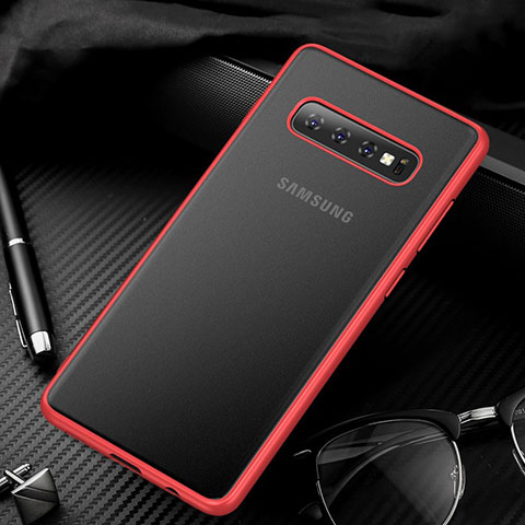 Samsung Galaxy S10用極薄ケース クリア透明 プラスチック 質感もマットU01 サムスン レッド