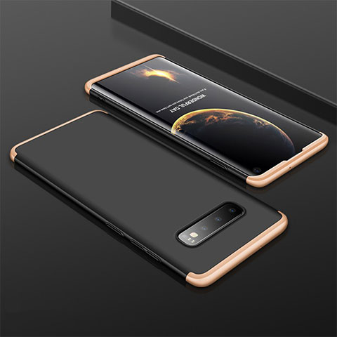 Samsung Galaxy S10用ハードケース プラスチック 質感もマット 前面と背面 360度 フルカバー M01 サムスン ゴールド・ブラック
