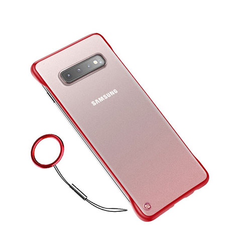 Samsung Galaxy S10用極薄ケース クリア透明 プラスチック 質感もマットU02 サムスン レッド
