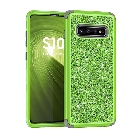 Samsung Galaxy S10用ハイブリットバンパーケース ブリンブリン カバー 前面と背面 360度 フル サムスン グリーン