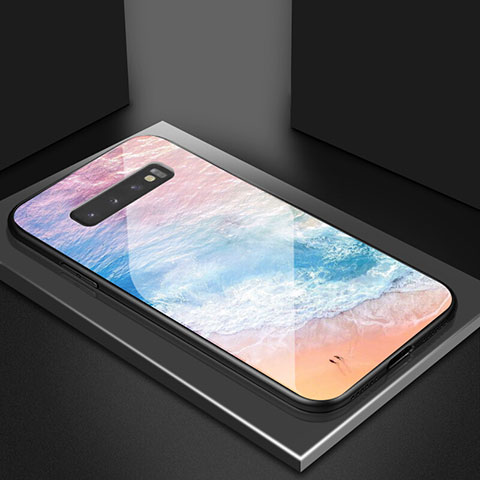 Samsung Galaxy S10 Plus用ハイブリットバンパーケース プラスチック パターン 鏡面 カバー K07 サムスン オレンジ