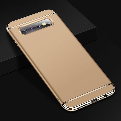 Samsung Galaxy S10 Plus用ケース 高級感 手触り良い メタル兼プラスチック バンパー T01 サムスン ゴールド