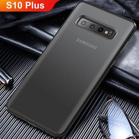 Samsung Galaxy S10 Plus用極薄ソフトケース シリコンケース 耐衝撃 全面保護 クリア透明 T06 サムスン ブラック