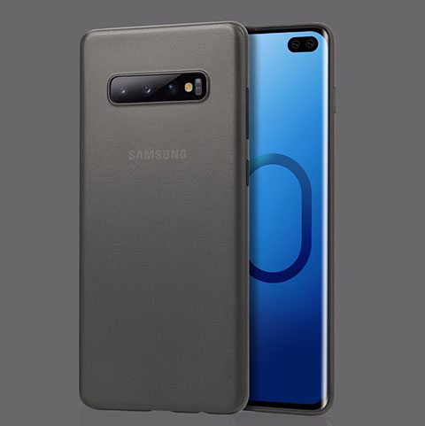 Samsung Galaxy S10 Plus用極薄ケース クリア透明 プラスチック 質感もマット カバー サムスン グレー