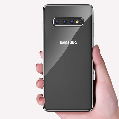 Samsung Galaxy S10 Plus用極薄ソフトケース シリコンケース 耐衝撃 全面保護 クリア透明 H04 サムスン ブラック