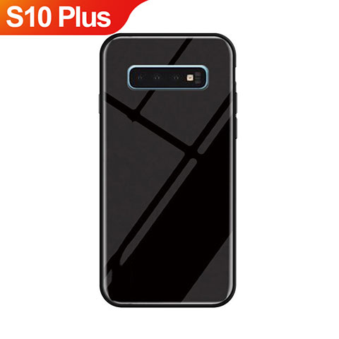 Samsung Galaxy S10 Plus用ハイブリットバンパーケース プラスチック 鏡面 虹 グラデーション 勾配色 カバー サムスン ブラック