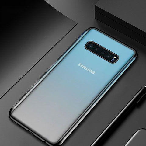 Samsung Galaxy S10 Plus用極薄ソフトケース シリコンケース 耐衝撃 全面保護 クリア透明 H06 サムスン ブラック