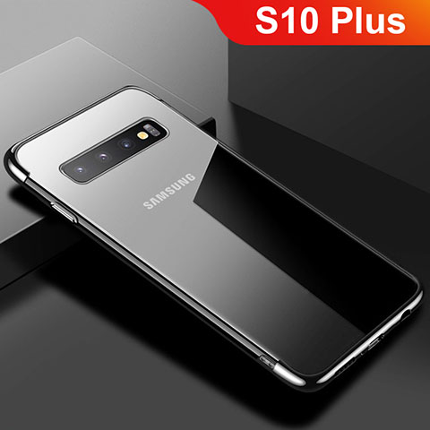 Samsung Galaxy S10 Plus用極薄ソフトケース シリコンケース 耐衝撃 全面保護 クリア透明 S03 サムスン ブラック