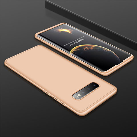 Samsung Galaxy S10 Plus用ハードケース プラスチック 質感もマット 前面と背面 360度 フルカバー M01 サムスン ゴールド
