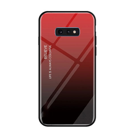 Samsung Galaxy S10e用ハイブリットバンパーケース プラスチック 鏡面 虹 グラデーション 勾配色 カバー H01 サムスン レッド