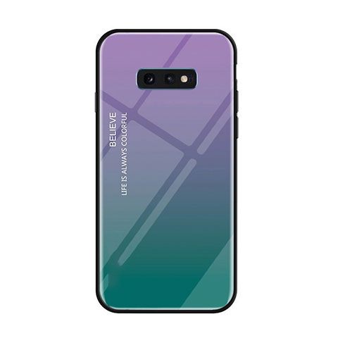 Samsung Galaxy S10e用ハイブリットバンパーケース プラスチック 鏡面 虹 グラデーション 勾配色 カバー H01 サムスン パープル