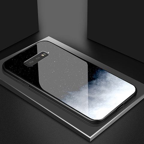 Samsung Galaxy S10e用ハイブリットバンパーケース プラスチック 鏡面 虹 グラデーション 勾配色 カバー H03 サムスン ブラック